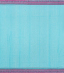 Turquoise Handloom Bengal Cotton Saree With Floral Buttas-BG1683