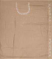 Taupe Woven Crepe Brocade Saree With Embroidered Floral Motifs-EN1634