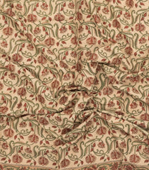 Beige Printed Jaipur Cotton Saree With Border-JC1842