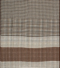 Black Woven Linen Saree With Checks-LI0726