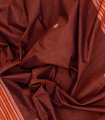 Rust Handloom Silk Cotton Saree With Annam Buttas-SC4397