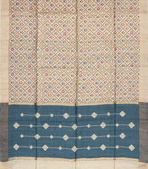 Taupe Handloom Tussar Silk Saree With Printed Floral Motifs-TU2607