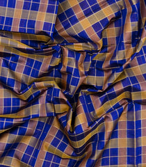 Purple Handloom Silk Cotton Saree With Zari Checks-SC4273