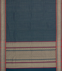 Dark Grey Handloom Kanchi Cotton Saree With Chekcs & Buttas-KC1732