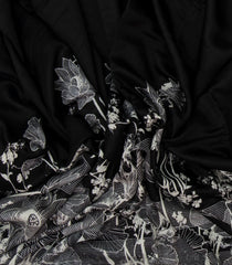 Black Woven Art Dola Silk Saree With Printed Floral Motifs-BL3903