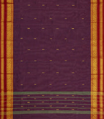 Maroon Woven Chettinad Cotton Saree With Buttas & Contrast Border-CN1926