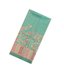 Aquamarine Printed Synthetic Tussar Saree -BL5378