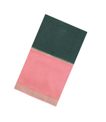 Dark Green Woven Blended Viscose Saree With Contrast Border-BL5588