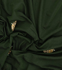 Bottle Green Woven Chirala Cotton Saree With Printed Floral  Motifs-CR1369