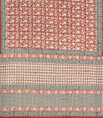 Crimson Printed Jaipur Cotton Saree With Floral Motifs-JC1897