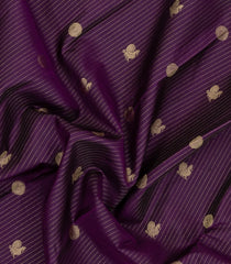 Dark Purple Handloom Kanchipuram Silk Saree With Stripes & Buttas-KA15516