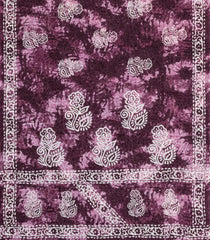 Burgundy Printed Jaipur Cotton Saree With Abstract Motifs-JC1526