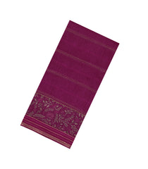 Pink Printed Tussar Silk Saree With Floral Motifs In Border-TU3677