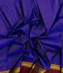 Blue Handloom Kanchipuram Silk Saree With Zari Checks-KA15293