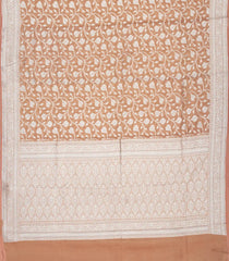 Taupe Handwoven Banarasi Khadi Georgette Silk Saree With Floral Motifs-BE1731
