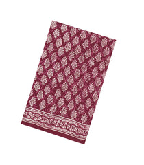 Burgundy Printed Jaipur Cotton Saree With Floral Motifs-JC1621