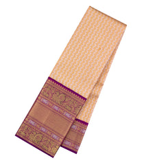 Peach Handloom Korvai Kanchipuram Silk Saree With Half Diamond Motifs-KA16723