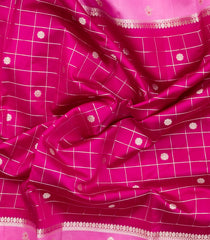 Hot Pink Woven Banarasi Poona Silk Saree With Checks & Buttas-BP1001