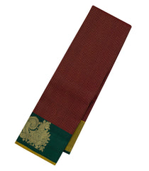 Maroon Handloom Kanchipuram Silk Saree With Stripes-KA15104