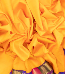 Yellow Handloom Korvai Kanchipuram Silk Saree With Contrast Border-KA12687