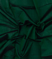 Dark Green Handloom Silk Cotton Saree With Contrast Border-SC4698