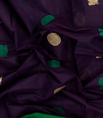Dark Purple Handloom Village Cotton Saree With Buttas-VC1634