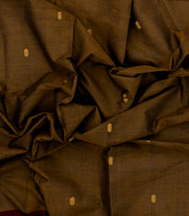Dark Olive Woven Chettinad Cotton Saree With Contrast Border-CN1840