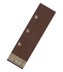 Dark Beige Handloom Kanchi Cotton Saree With Buttas-KC1774