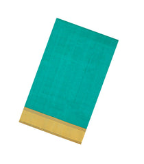 Aquamarine Handloom Silk Cotton Saree With Contrast Border-SC4461