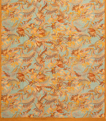Cardamom Green Printed Crepe Silk Saree With Floral Motifs-PS0891