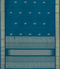 Cyan Handloom Kanchi Cotton Saree With Peacock Buttas-KC1724