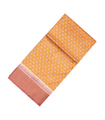 Gold Handloom Tussar Silk Saree With Printed Floral Motifs-TU2527