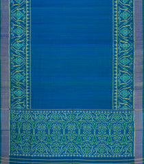 Blue Handloom Rajkot Patola Dupion Silk Saree With Ikat Motifs-IK0443