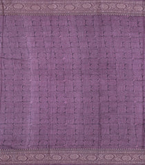 Lilac Printed Chanderi Cotton Saree With Floral Motifs & Zari Border-CC1672