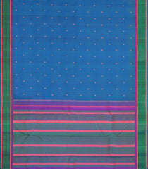 Blue Handloom Kanchipuram Silk Saree With Silk Thread Work Border-KA15678