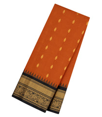 Rust Handloom Gadwal SICO Saree With Cotton Body & Silk Border-GA0406