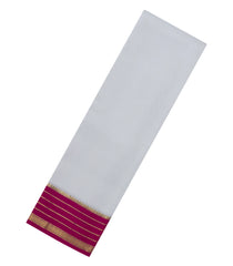 White Woven Mysore Silk Saree With Contrast Zari Border-MS3824