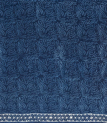 Indigo Woven Jaipur Cotton Saree With Printed Floral Motifs-JC1417