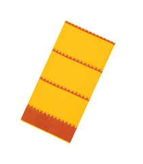 Yellow Handwoven Bengal Cotton Saree With Temple Stripes-BG1489