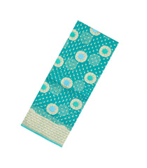 Turquoise Woven Pure Organza Silk Saree With Floral Zari Buttas-KS1093