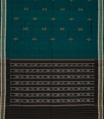 Teal Orissa Cotton Saree With Geometric Buttas