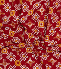 Red Handwoven Orissa Cotton Saree With Tie & Dye Motifs-OR0898