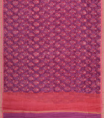 Burgundy Printed Chanderi Cotton Saree With Floral Motifs-CC1719