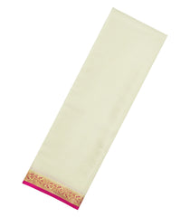 Off White Woven Mysore Silk Saree With Contrast Zari Border-MS3808