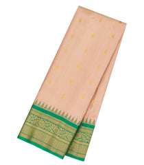Taupe Handloom Gadwal Silk Saree With Buttas & Contrast Border-GA0438