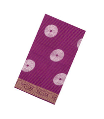 Magenta Printed Synthetic Dola Silk Saree With Zari Stripes & Border-SY0404