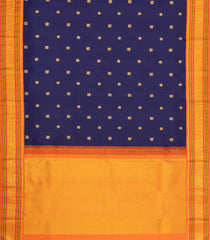 Navy Blue Handloom Korvai Kanchipuram Silk Saree With Zari Buttas-KA15894