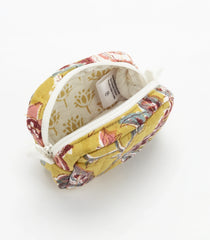 Mustard Cotton Bagru Printed Coin Pouch With Zipper-ACS1066