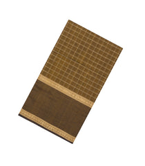 Dark Olive Handloom Silk Cotton Saree With Zari Checks-SC4038