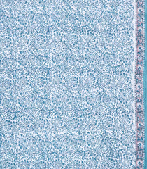 Turquoise Printed Jaipur Cotton Saree With Floral Motifs-JC1687